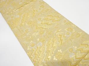 アンティーク　竹笹に菊模様織り出し袋帯（材料）